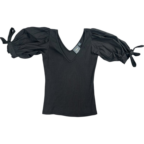 Maeve Anthropologie Women’s Puff-Sleeved Blouse Top In Black Size XS - Picture 3 of 7